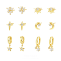 wholesale S925 Sterling Silver Zircon Star Earrings, Minimalist Ear Hoops for Women-0-0