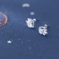 wholesale S925 Silver Earrings for Women, Korean Style Small and Fresh, Diamond-Inlaid Mini Swan, Cute and Elegant Animal Ear Accessories, Batch G0918-0-0