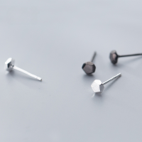 wholesale S925 Sterling Silver Women's Stud Earrings Brushed Pentagon Trendy Geometric Matching Ear Jewelry G0973-S925 Silver Earrings Silver 925 Silver