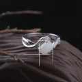 wholesale 925 Silver Inlaid with Hetian Jade Open-Ended Women's Ring, Simple Retro National Trend Style Pure Silver Ring Gift with Appraisal Certificate-0-5