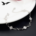wholesale S925 Silver New Square Micro-Paved Zircon Bracelet for Women, Korean Style Minimalist Geometric Student Couple Jewelry-0-3