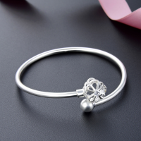 wholesale S990 Sterling Silver Four-Leaf Clover Ballpoint Pen Open-Ended Solid Bangle Bracelet for Women, Fashionable Korean Style Silver Bracelet Accessory-Bracelet approx. 13g 990 sterling silver