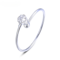 wholesale S990 Sterling Silver Four-Leaf Clover Ballpoint Pen Open-Ended Solid Bangle Bracelet for Women, Fashionable Korean Style Silver Bracelet Accessory-0-4