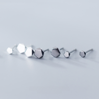 wholesale S925 Silver Korean-style Fashionable and Minimalist Pentagon Geometric Earrings G1114-S925 silver pair rose gold 4MM>925 silver