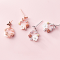 wholesale S925 Silver Floral Ear Studs for Women, Korean-style Butterfly, Fresh and Sweet, Petite White Petal Earrings G1070-0-2