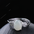 wholesale 925 Sterling Silver with Certificate Vintage Natural Hetian Jade Silver Inlaid Jade Openable Ring for Women-0-0