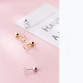 wholesale S925 Sterling Silver Women's Korean-style Fashion Hollow Heart Light Bead Earrings, Sweet and Elegant Wholesale Ear Accessories G1085-0-1