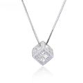 wholesale S925 Sterling Silver Cubic Necklace for Women, Minimalist Niche Design, High-End Textured 3D Cube Pendant Collarbone Chain-0-4