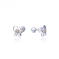 wholesale 925 Sterling Silver Butterfly-shaped Stud Earrings for Women, Inlaid with Diamonds, Minimalist and Fresh, Small and Chic Design, Hypoallergenic for Sensitive Ears-0-4