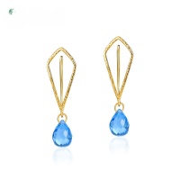 wholesale 925 Silver Gold-Plated Fashion Minimalist New Arrival Versatile DIY Three-Way Wear Blue Crystal Earrings Ear Accessories-925 silver