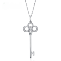 wholesale S925 sterling silver new style key pendant necklace long versatile simple fashion accessory for women-[Pendant] Without chain>925 silver