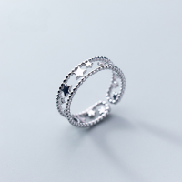 wholesale S925 Silver Ring Women's Korean Style Fashion Star Double Layer Open Adjustable Ring Elegant Small Silver Bean Index Finger Ring J5214-S925 silver ring Adjustable opening