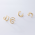 wholesale Metal material S925 sterling silver ear clips for men and women, minimalist and stylish double-layer non-pierced trendy line couple ear cuff ear accessories G1234-0-1