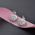 wholesale S925 Silver Peony Flower Inlaid with Zirconia Stud Earrings for Women, Chinese Style Elegant Jewelry, Factory Wholesale-0-1