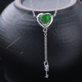 wholesale 925 Silver with Certificate Hetian Jade Pendant Necklace, Vintage Heart-Shaped Jasper Key Necklace for Girlfriend Gift-0-0