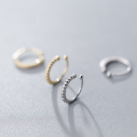 wholesale S925 silver ear clips for women, Korean-style forest-themed fashionable and elegant row diamond ear clips, non-piercing earrings, women's ear accessories G1384-S925 Silver Ear Clip Gold>925 Silver