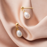wholesale Sterling Silver S925 Ear Studs for Women, Japanese Style Minimalist Fresh White Pearl Sweet Drop Ear Jewelry G1315-S925 silver pair gold model 925 silver