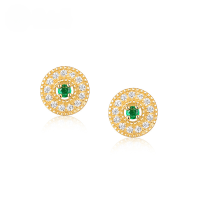 wholesale S925 sterling silver geometric round emerald earrings, retro-style, fashionable and versatile, wholesale from manufacturer-Pink Tourmaline (clearance product, no refunds or exchanges unless there is a quality issue, please do not bid) &gt; 925 Silver