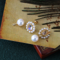 wholesale 14K Gold Artli Jewelry Moonstone Pearl Earrings Japanese Retro Fashion Socialite Ear Studs Drop Shipping-0-3
