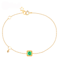 wholesale 14k Gold Japanese and Korean Light Luxury Jewelry Palace Square Emerald Gemstone Bracelet Accessory-0-2