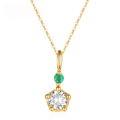 wholesale 18k Gold Women's Korean Style Star Pendant Necklace, Unique and Cute Emerald Choker-0-0
