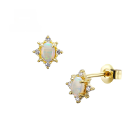 wholesale 14K/9K Gold Japanese-style Natural Australian Opal Versatile Elegant Stud Earrings Women's Simple Fashion Earrings Yili-Australian Opal Earrings 9K