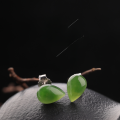 wholesale 925 Sterling Silver Inlaid with Green Jade Earrings, Simple Ancient Style with Appraisal Certificate, Water Drop Hetian Jade Ear Accessories, Jasper Ear Studs-0-0