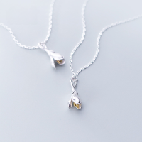wholesale S925 Silver Flower Necklace for Women, Korean Style Small Fresh Magnolia Choker, Dainty and Girlish Short Pendant Necklace D5212-S925 silver chain frosted 925 silver