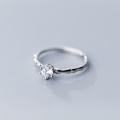 wholesale S925 silver ring for women, Japanese style minimalist single diamond six-prong open ring, trendy bamboo knot ring J5357-0-4