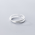 wholesale S925 Silver Women's Korean Style Fresh and Elegant Diamond Double Layer Open Ring Fashion Cross Single Ring J5372-0-2