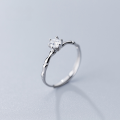 wholesale S925 silver ring for women, Japanese style minimalist single diamond six-prong open ring, trendy bamboo knot ring J5357-0-3