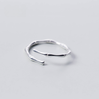 wholesale S925 Silver Ring Women's Korean Style Simple and Fresh Smooth Bamboo Knot Open Adjustable Ring Artistic Single Ring J2503-s925 silver ring Adjustable opening