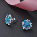 wholesale S925 Silver Simple and Fashionable Snowflake Micro-Set Zircon Stud Earrings Korean Style Jewelry Factory Wholesale and Distribution-0-2