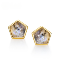 wholesale 925 Sterling Silver Creative Geometric Square Stud Earrings with Labradorite, Minimalist and Fashionable Weekly Earrings Direct from Manufacturer-Labradorite 925 Silver