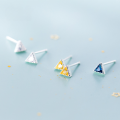 wholesale S925 Sterling Silver Korean Style Small Fresh Diamond-Inlaid Triangle Earrings Cute Mini Geometric Earrings G1753-0-0