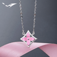 wholesale S925 Silver Korean-style Jewelry Four-leaf Clover Pendant Collarbone Necklace Women's Oil-drop Process Necklace Set Wholesale-Four-leaf clover necklace [S925 silver]