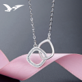 wholesale S925 Silver Small Niche Trendy Jewelry Double Loop Diamond-Inlaid Pendant Collarbone Necklace for Women Zircon Fashion Chain Set Wholesale-0-0