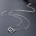 wholesale S925 Silver Small Niche Trendy Jewelry Double Loop Diamond-Inlaid Pendant Collarbone Necklace for Women Zircon Fashion Chain Set Wholesale-0-3