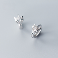 wholesale 925 Sterling Silver Cute Fox Ear Studs with Rhinestones, Personality and Elegant Animal Earrings for Women G1713-S925 silver pair 925 silver