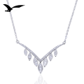 wholesale S925 Silver Minimalist V-Shape Diamond Pendant Choker Necklace for Women with Zirconia Fashion Set-0-4