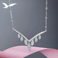 wholesale S925 Silver Minimalist V-Shape Diamond Pendant Choker Necklace for Women with Zirconia Fashion Set-Fashion necklace set [S925 silver]
