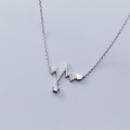 wholesale S925 silver women's Korean-style elegant diamond-embedded electrocardiogram short necklace sweet wave necklace D5390-0-0