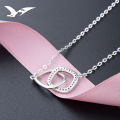 wholesale S925 Silver Small Niche Trendy Jewelry Double Loop Diamond-Inlaid Pendant Collarbone Necklace for Women Zircon Fashion Chain Set Wholesale-0-2