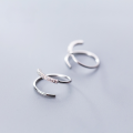 wholesale S925 Silver Spiral Earrings for Women, Korean Style Small Fresh Single Row Diamond Wave Ear Hoop Line Ear Studs Jewelry G1782-0-1