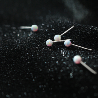 wholesale S925 silver mini synthetic opal earrings, Korean-style elegant mini student ear piercings jewelry M00541-S925 silver pair light blue>925 silver