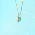 wholesale 9K Gold Art Li Fukada Kyoko Same Style Butterfly Loves Flowers Series Flower and Butterfly Pearl Necklace Collarbone Chain Women's Resale-0-1