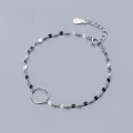 wholesale Metal material S925 silver bracelet for women, Japanese and Korean style minimalist personality circle ring temperament fashion twisted sheet jewelry for women S3107-0-2