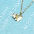 wholesale 9K Gold Yili Light Luxury Fukada Kyoko Same Style 19 Spring Summer New Zircon Flower and Butterfly Necklace Collarbone Chain for Women-0-1