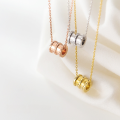 wholesale S925 Sterling Silver Slim Waist Cylinder Necklace for Women, Minimalist Round Pendant, Unique Elegant Collarbone Chain D5444-0-2