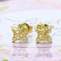 wholesale 9K gold Japanese-style luxury jewelry, vintage hollow 3D stud earrings for women, basic collection of summer new arrivals-0-1